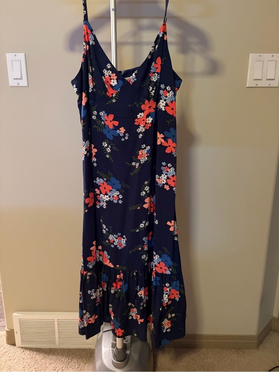 Michael Kors Dresses & Skirts - Michael Kors Navy Maxi Slip Dress with Coral & Blue Floral Print